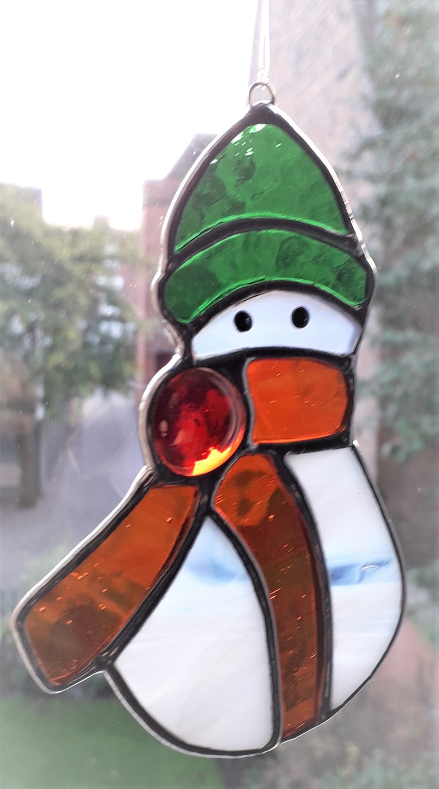 SNOWMAN IN STAINED GLASS