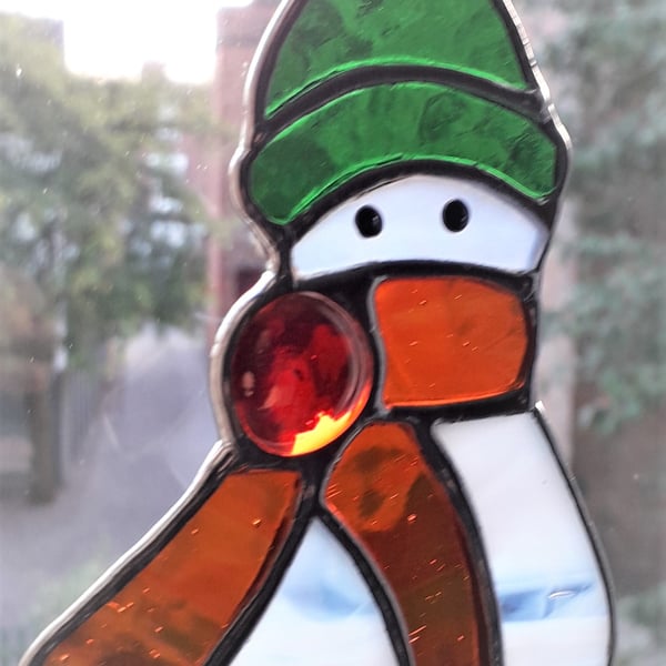 SNOWMAN IN STAINED GLASS