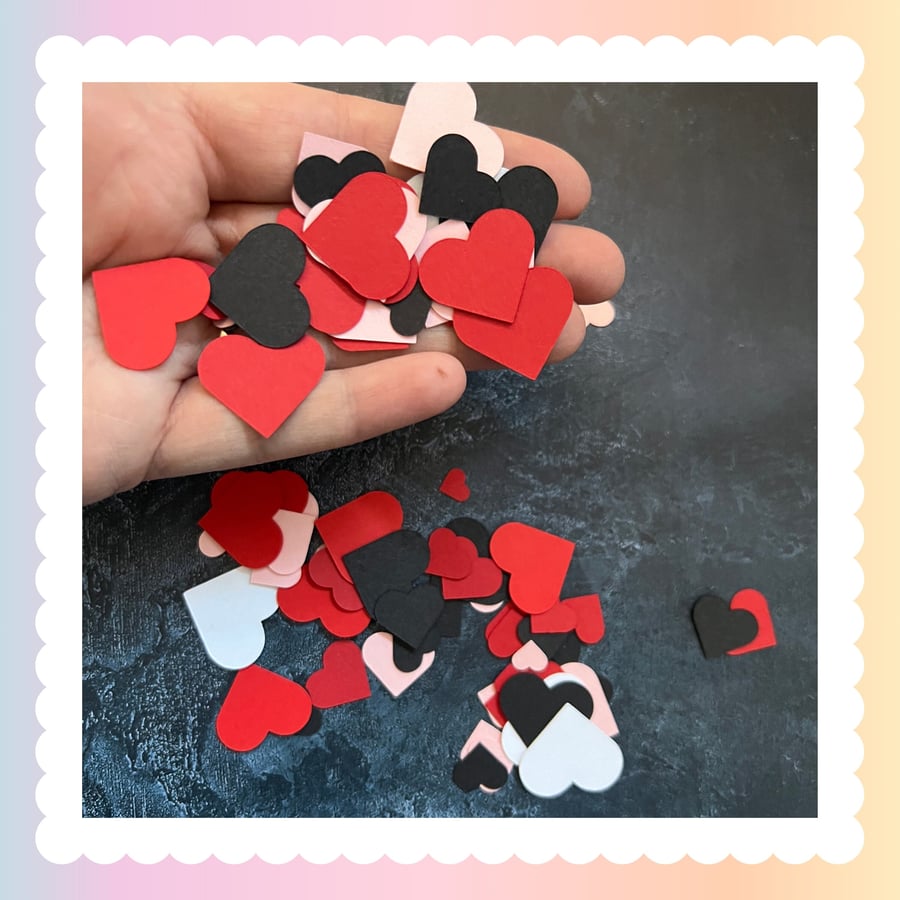 Pink Heart Card Toppers, Die Cut Hearts, Cut out Heart Embellishments 