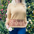 Hand Knit Jumper - gold and red