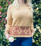Hand Knit Jumper - gold and red
