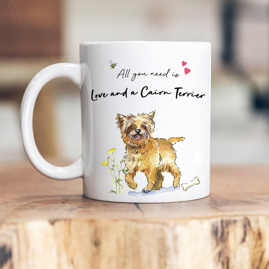 Love and a Cairn Terrier Tan Ceramic Mug