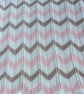 Pink, taupe and white striped baby blanket in 100% cotton  - Image 5