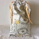 Bees Drawstring Gift Bag, Eco Friendly Reusable Fabric Bag