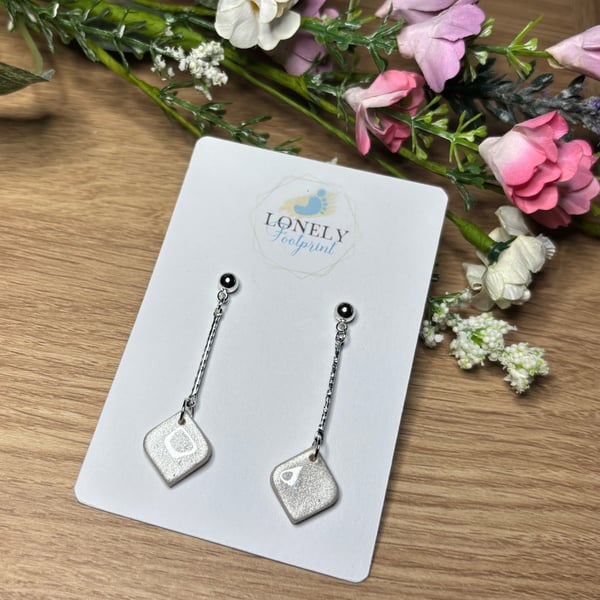 Pearl Dangle Polymer Clay Earrings - Handmade Jewellery 