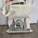 Illustrated London Skyline Printed Tote Bag 