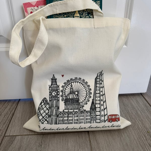 Illustrated London Skyline Printed Tote Bag 