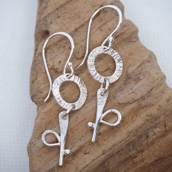 Earrings, Argentium Silver Flower Hoop Earrings, Handmade ARC Jewellery