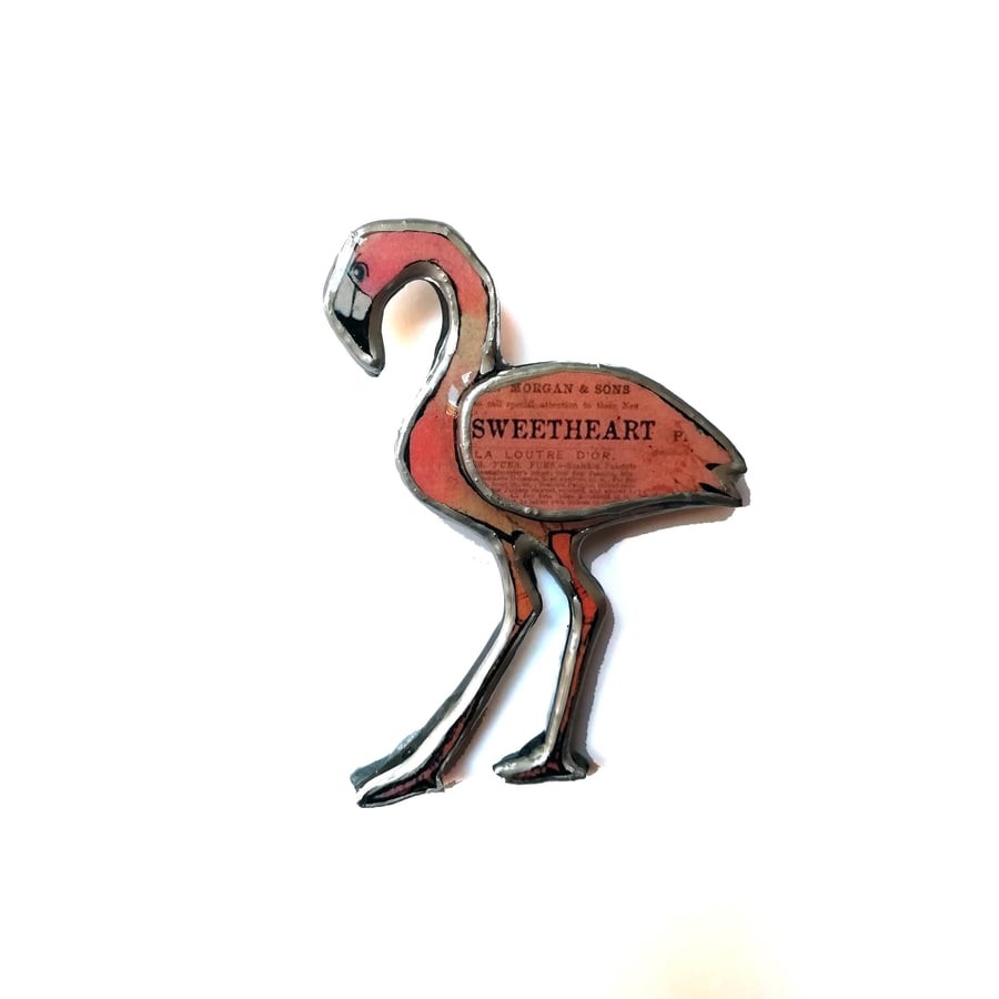 Statement Sweetheart Pink Flamingo Brooch by EllyMental