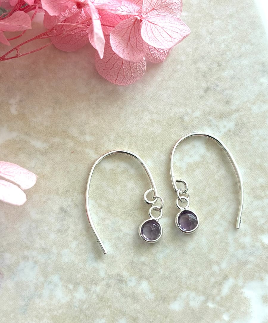 Delicate Amethyst and Sterling Silver Earrings