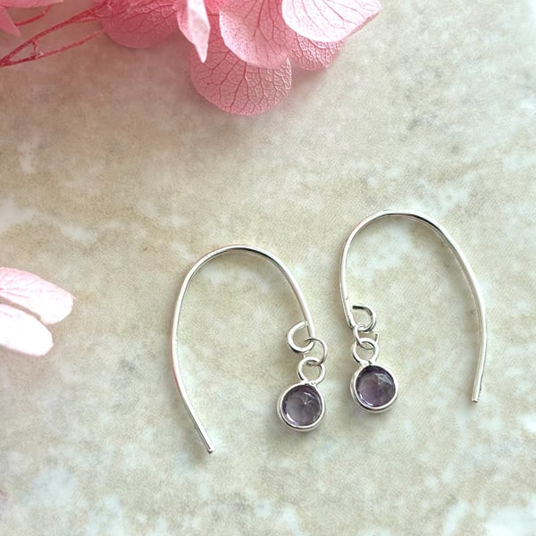 Delicate Amethyst and Sterling Silver Earrings