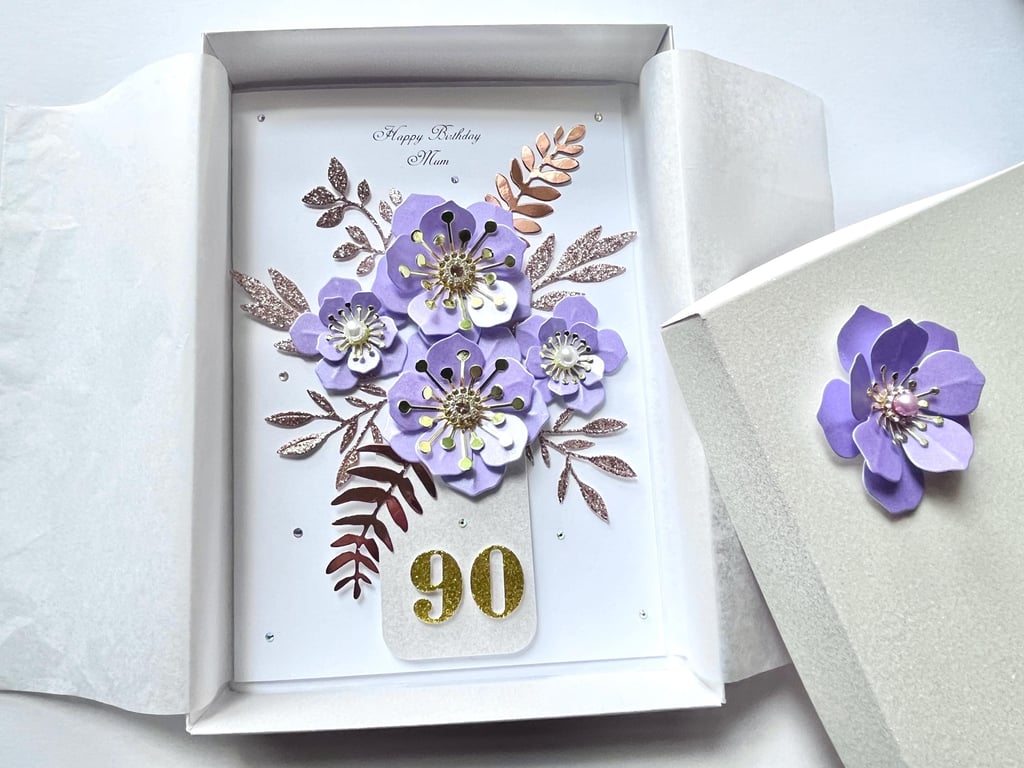 Handmade Personalised 3D Flower Birthday Card for Mum, Wife, Daughter C610