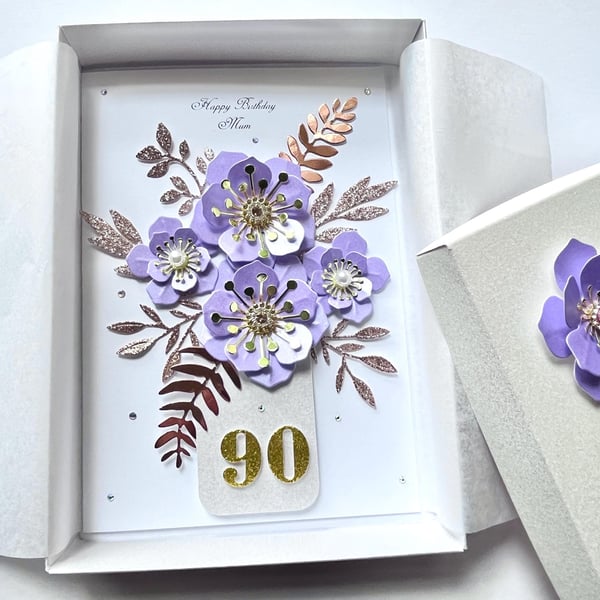 Handmade Personalised 3D Flower Birthday Card for Mum, Wife, Daughter C610