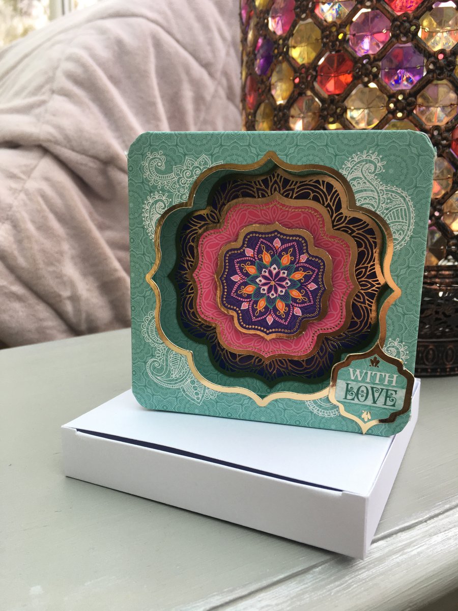 Box recessed mandala decoupaged card