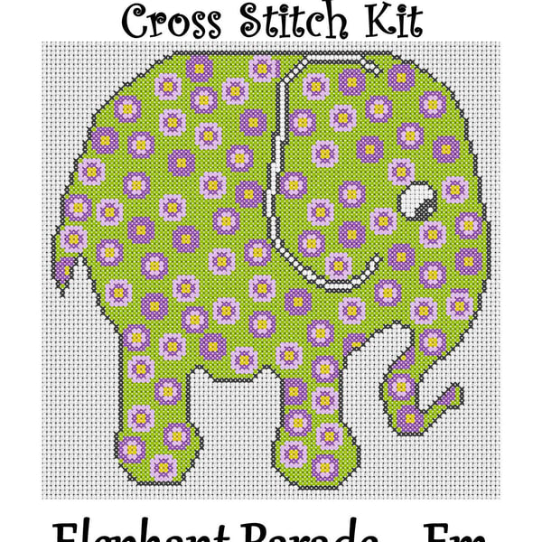Elephant Parade Cross Stitch Kit Em Size Approx 7" x 7"  14 Count Aida