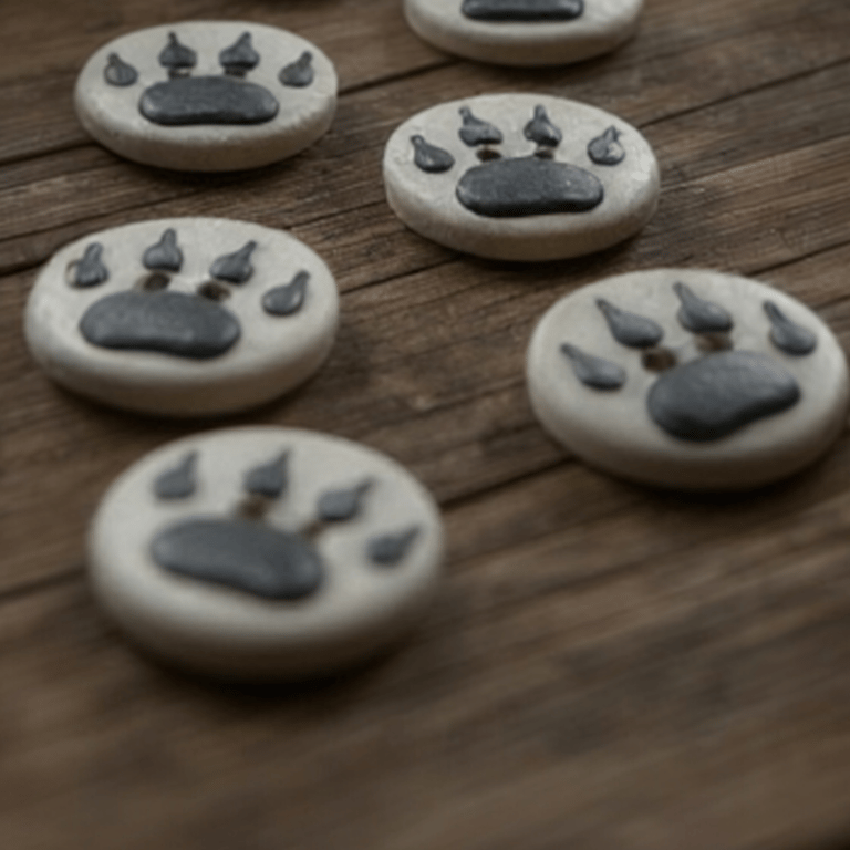 Dog Paw print Buttons 0.8 inch    - set of 5