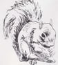Squirrel Limited Edition Original Hand-Pulled Drypoint Print Animal Art - Image 1