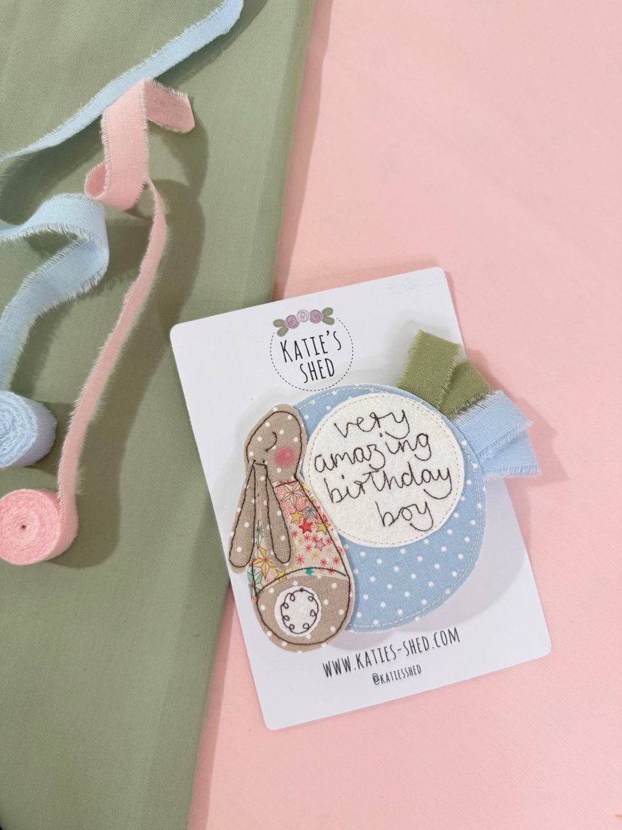 Blue Peter Rabbit bunny birthday rosette