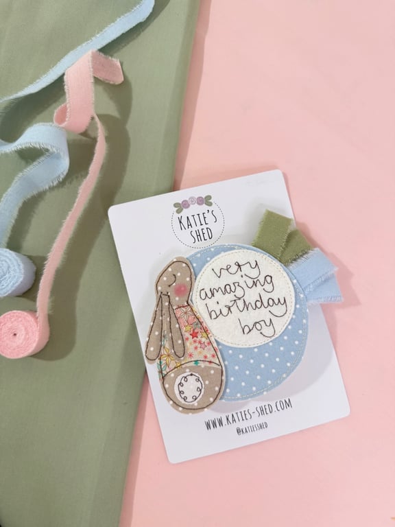 Blue Peter Rabbit bunny birthday rosette