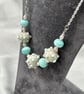 mint green and cream bumpy lampwork glass beaded necklace - Image 6