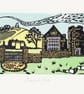 Bradgate Park- Bradgate House Lino Print- Colour