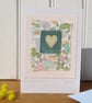 Hand-stitched heart card with cheerful Liberty tana lawn cotton background - Image 1
