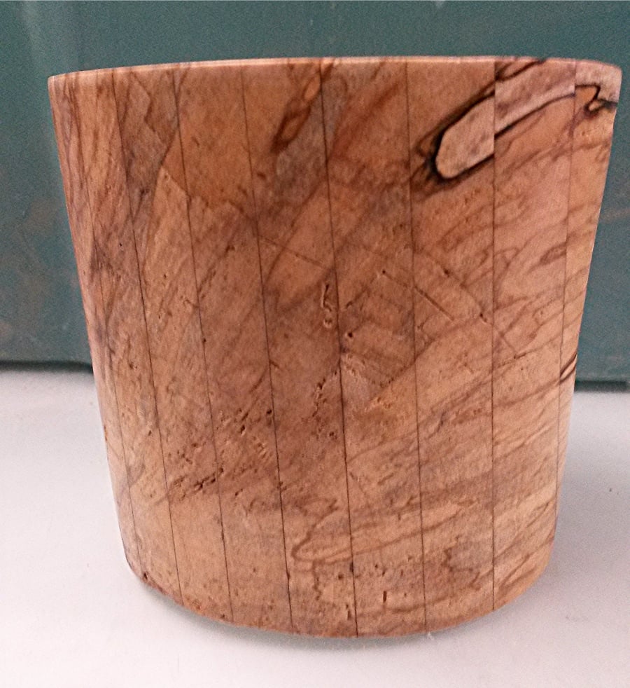 Spalted sandwiched sycamore pot