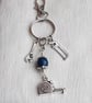 Cool Tools Key Ring No4 - Key Chain - Bag Charm - Blue Wooden Bead. - Image 4