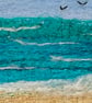 Framed textile needle felted picture, 4"x4", tranquil sea - Image 3