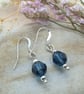 sterling silver earrings with beautiful indigo blue swarovski crystals