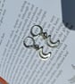 Silver huggie hoop moon earrings - Image 2