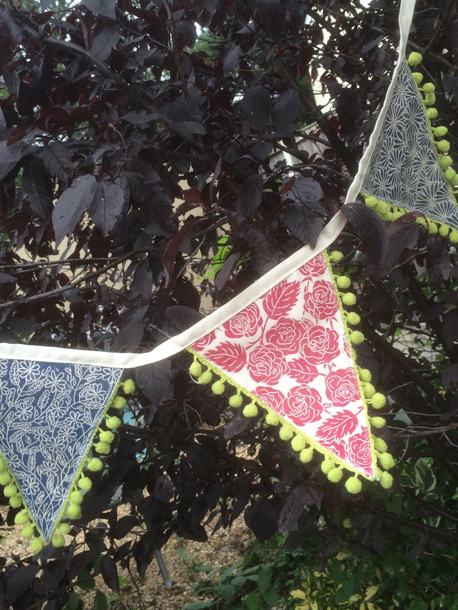 Hand Printed Bobble edged Bunting