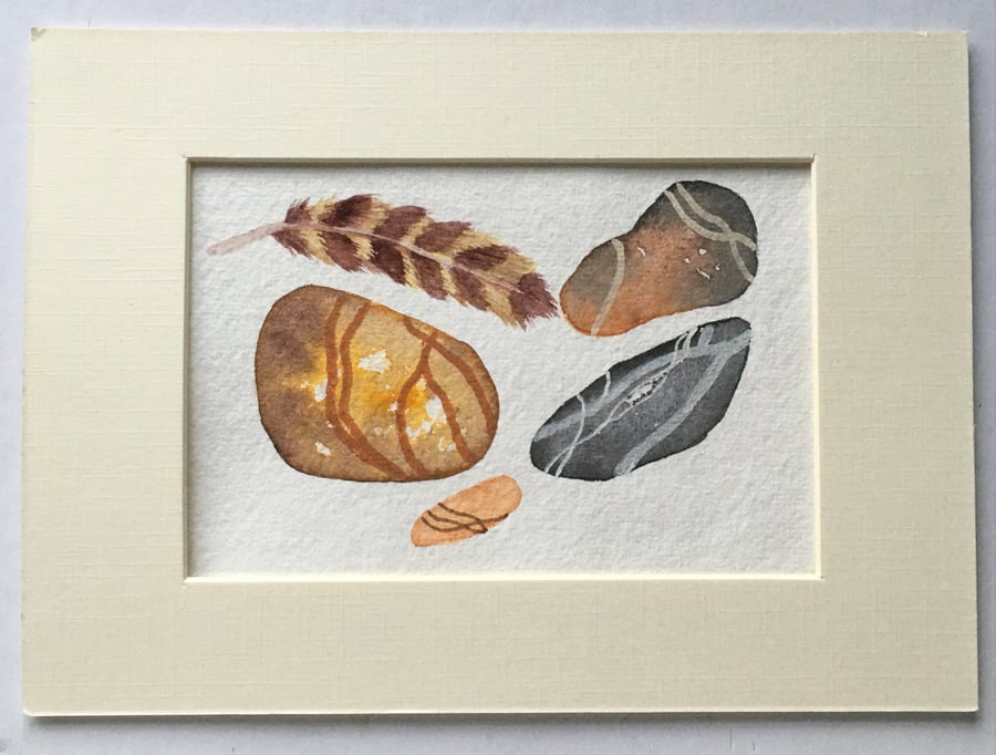 Feather and Four Pebbles art 