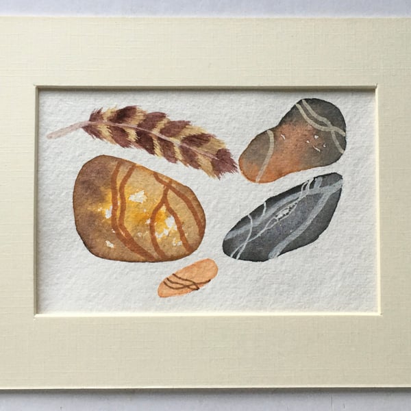 Feather and Four Pebbles art 