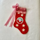 Handmade Christmas polar bear stocking