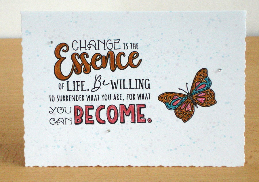Motivational handmade card Embrace Change