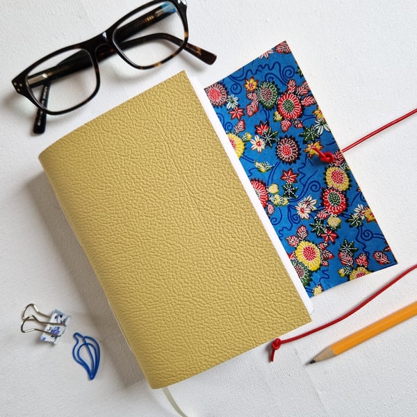 Yellow Flower Journal, Notebook or Sketchbook, Hand Bound in Yellow Leather