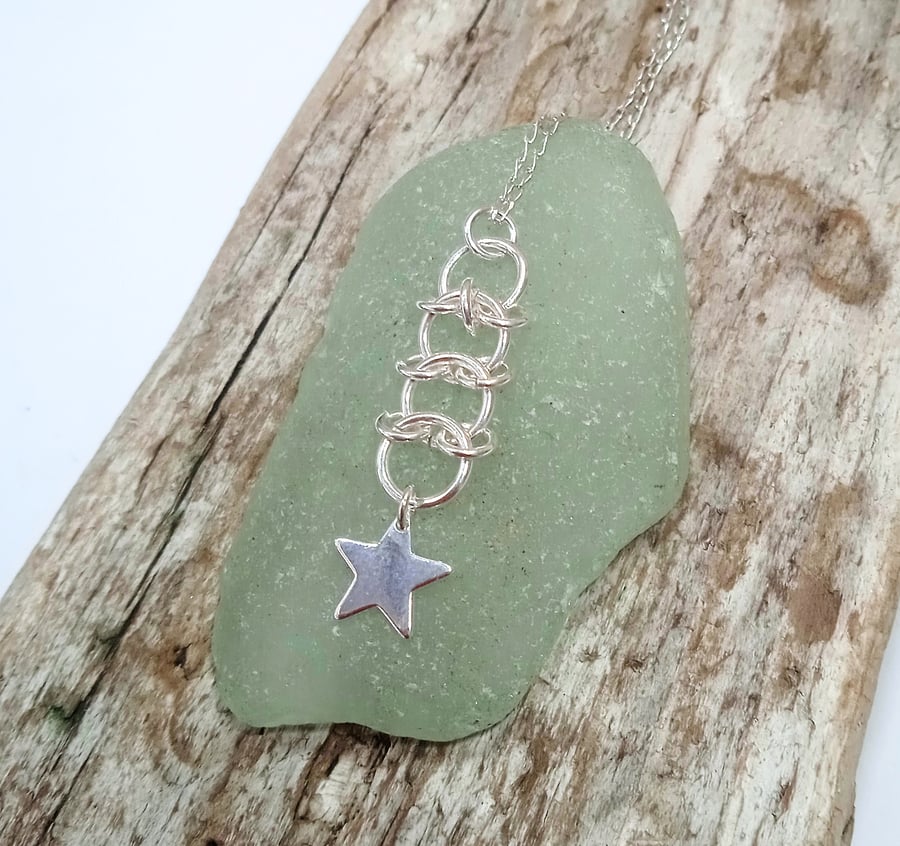 Sterling Silver Star Pendant Necklace (NKSSCNCM5) - UK Free Post