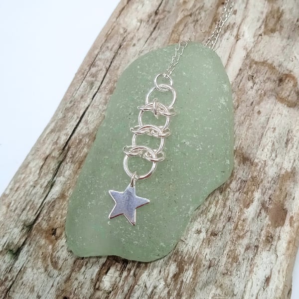 Sterling Silver Star Pendant Necklace (NKSSCNCM5) - UK Free Post