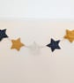 Navy, Mustard & Gold Star Fabric Bunting – Handmade Garland - Image 2