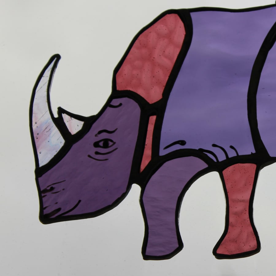 Stained Glass Rhinoceros hanging