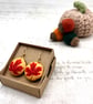 Burnt orange maple leaf fabric button dangle earrings autumn lover - Image 6