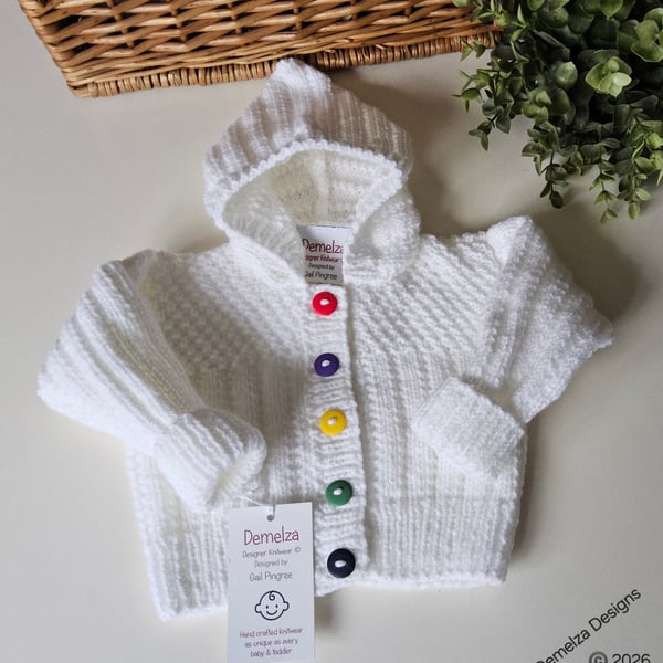 Baby  Hand Knitted Textured Hoodie Jacket  0-3 months size
