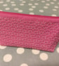 Pink makeup bag with sashiko embroidery detail 