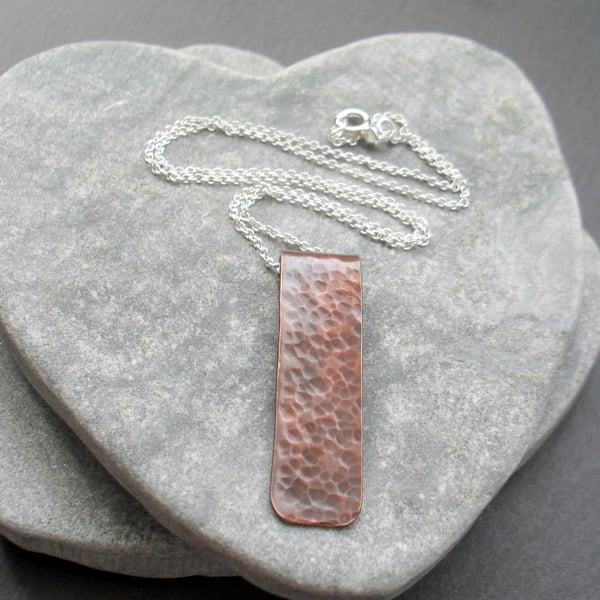 Vintage  Copper Bar pendant With Sterling Silver 