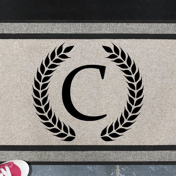 C Letter Door Mat - Monogram Letter C - All Weather Doormat - 45x70cm 