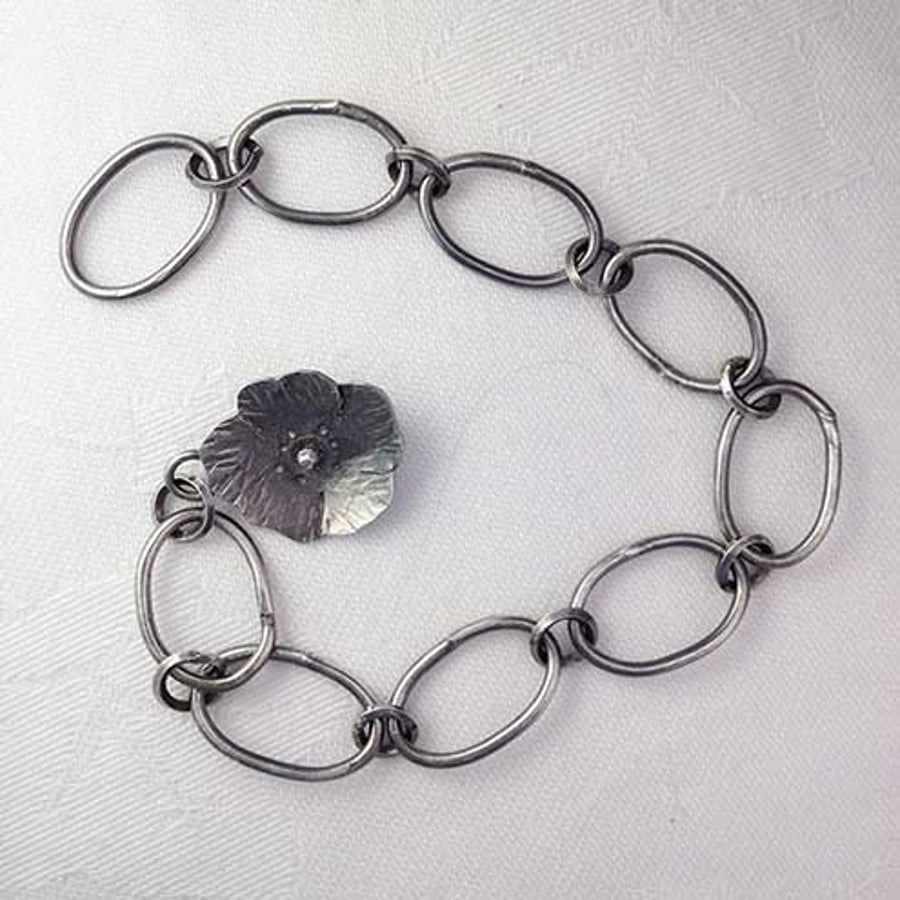 Silver Briar rose bracelet