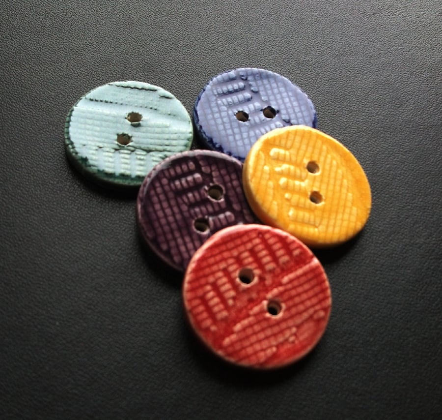 set of five brightly coloured large lace cerami... - Folksy