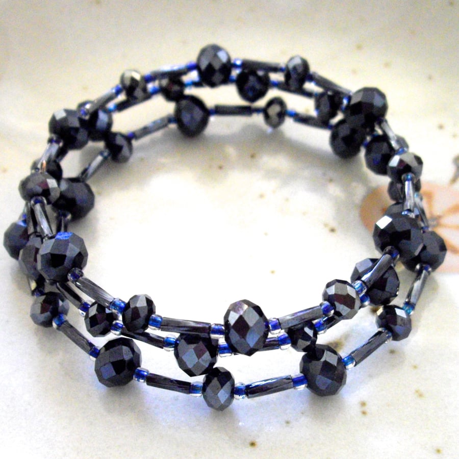 Dark Crystal Wrap Bracelet - UK Free Post