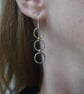Recycled Sterling Silver and Filled Gold Triple Circle Drop Earrings - Image 7